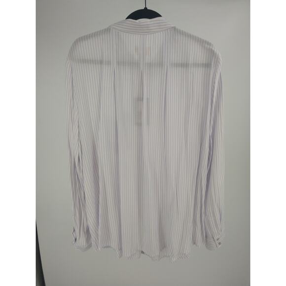 Universal‎ Thread Shirt Plus 2X Pinstripe  Button Up Long Sleeve White Blue NWT - Picture 7 of 9